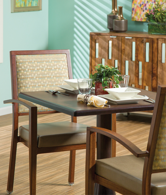 Faux-Wood Metal Dining Chairs