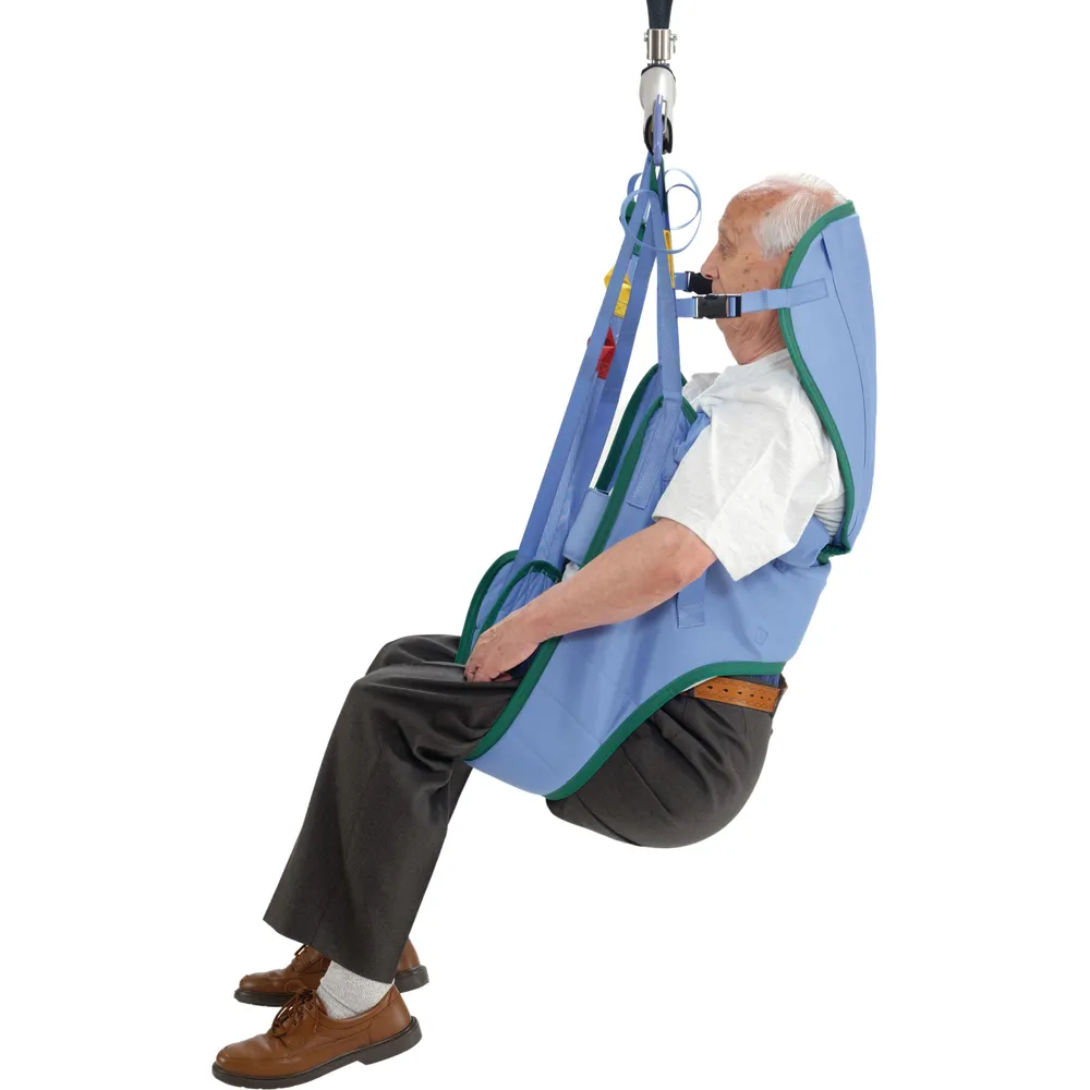 man in full body lift sling